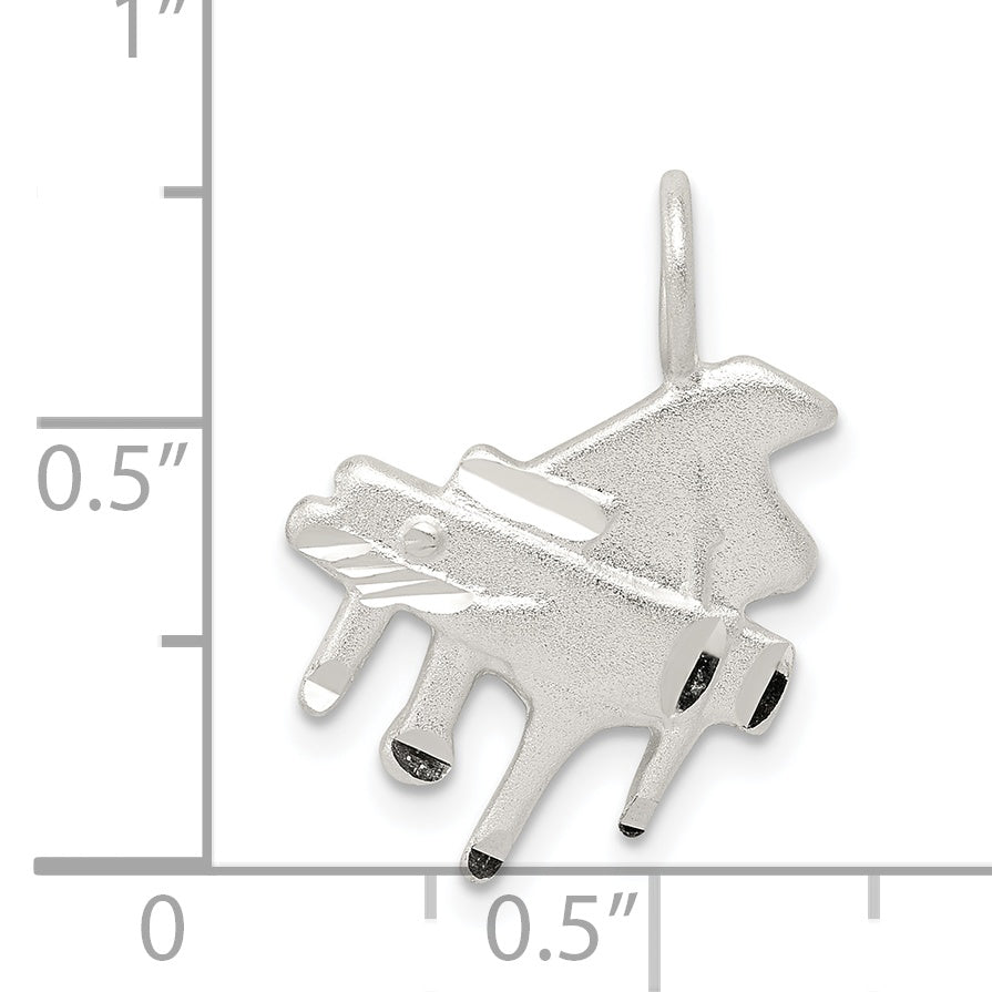 Sterling Silver 925 Grand Piano Pendant with Polished Anti-Tarnish Finish