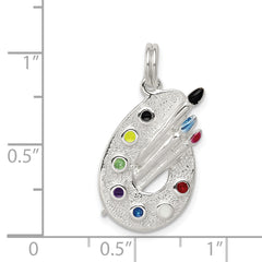 Sterling Silver Rhodium-plated Enameled Painting Palette Charm