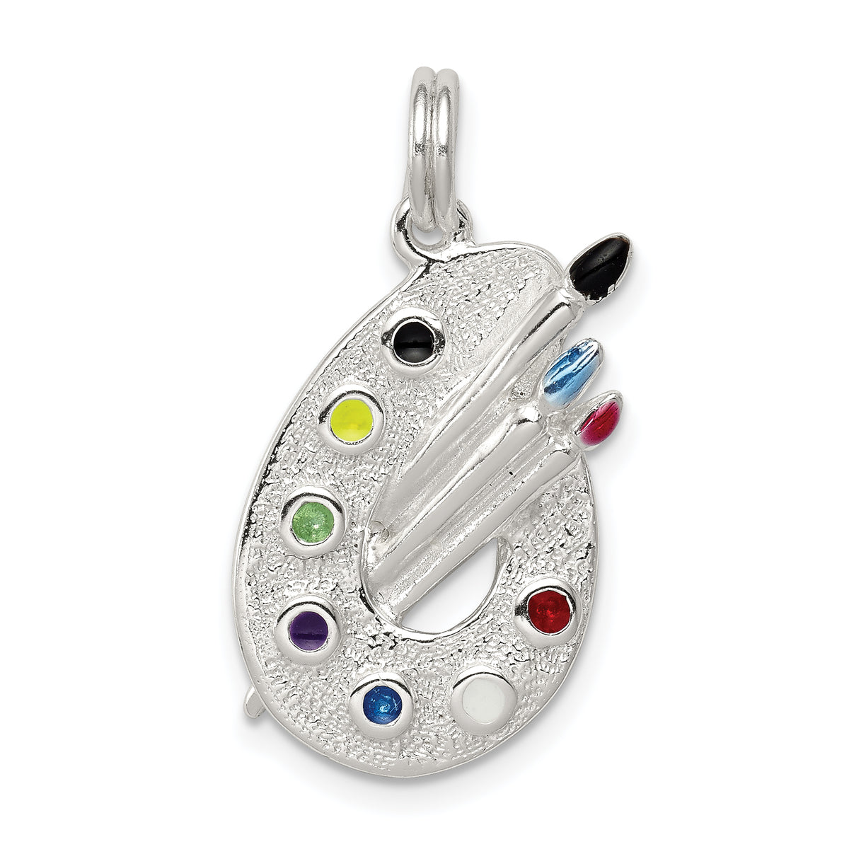 Sterling Silver Rhodium-plated Enameled Painting Palette Charm