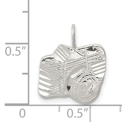 Sterling Silver 925 Camera Charm with Polished Diamond-Cut Finish