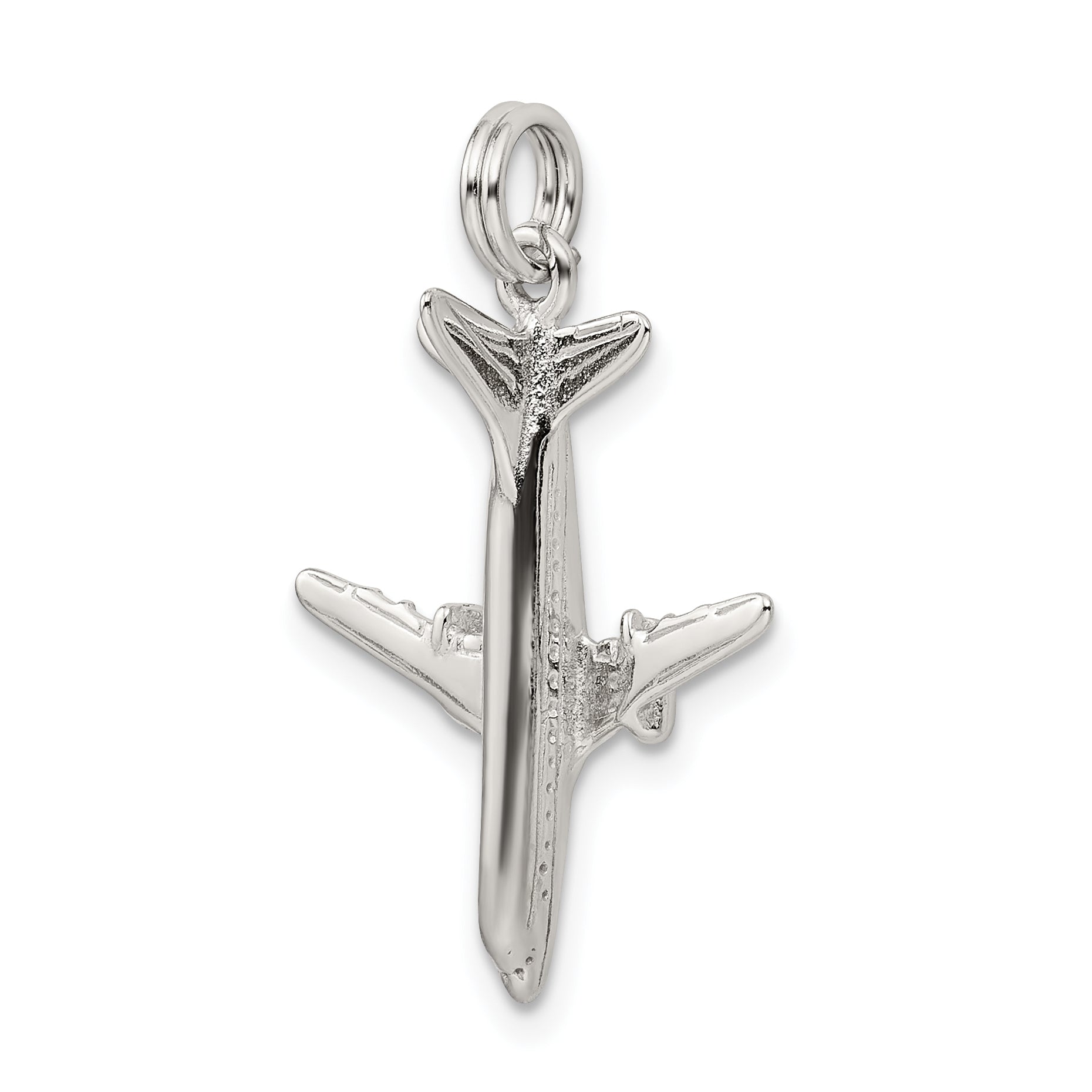 Sterling Silver Rhodium-plated Airplane Charm