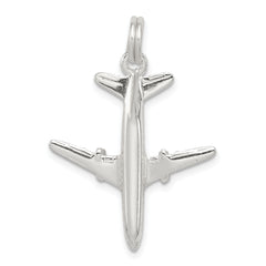 Sterling Silver Rhodium-plated Airplane Charm