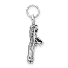 Sterling Silver 3-D Polished & Antiqued Angel Charm