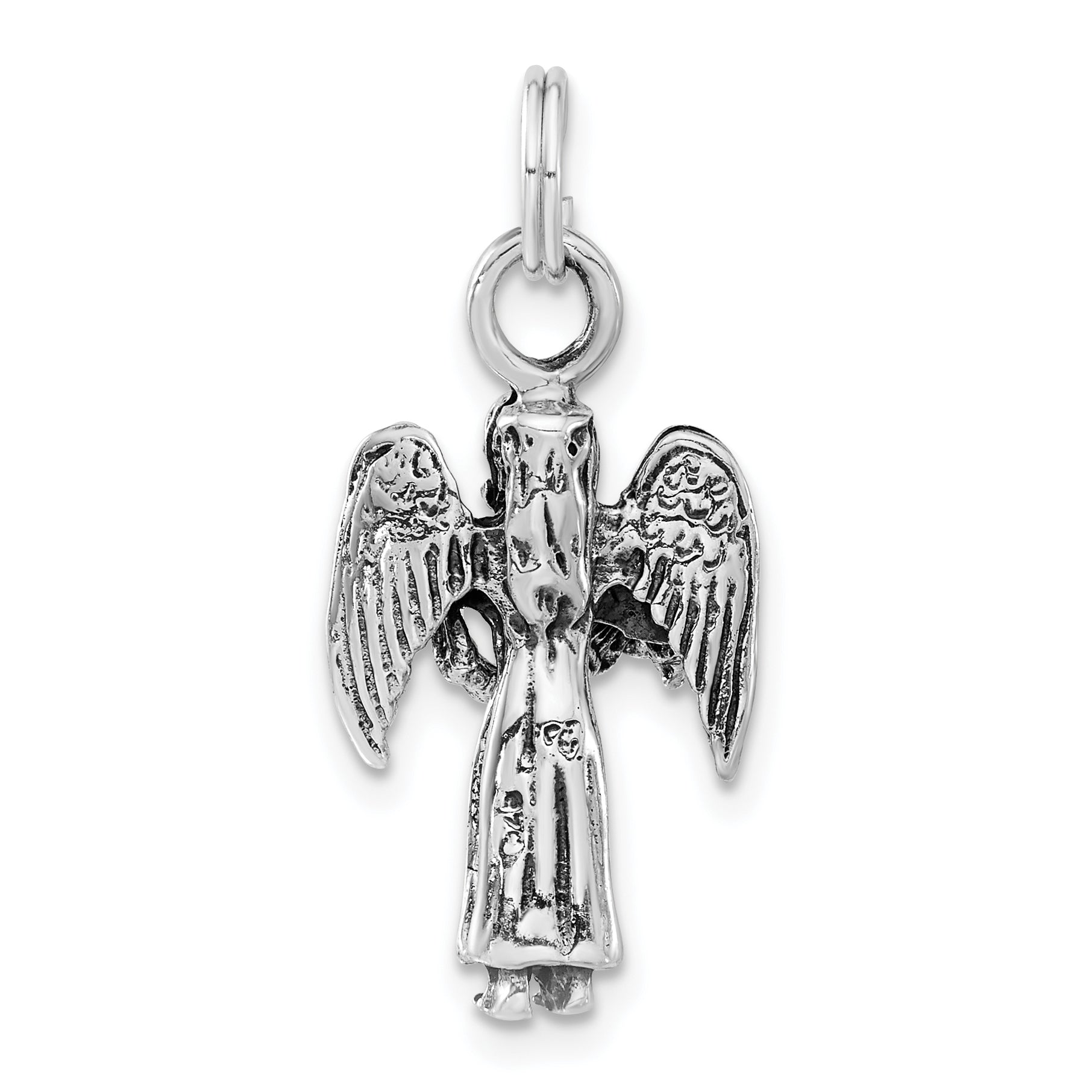 Sterling Silver 3-D Polished & Antiqued Angel Charm