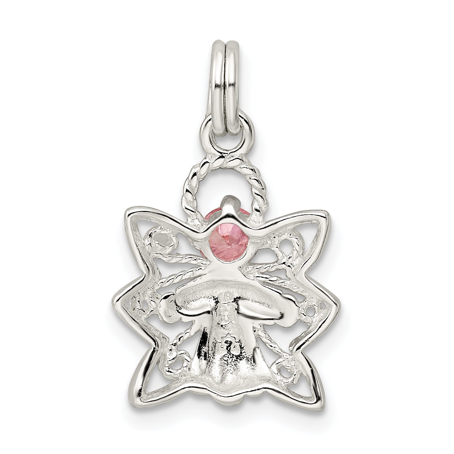 Sophia Jewelers Sterling Silver Pink CZ Angel Charm Elegant and Unique