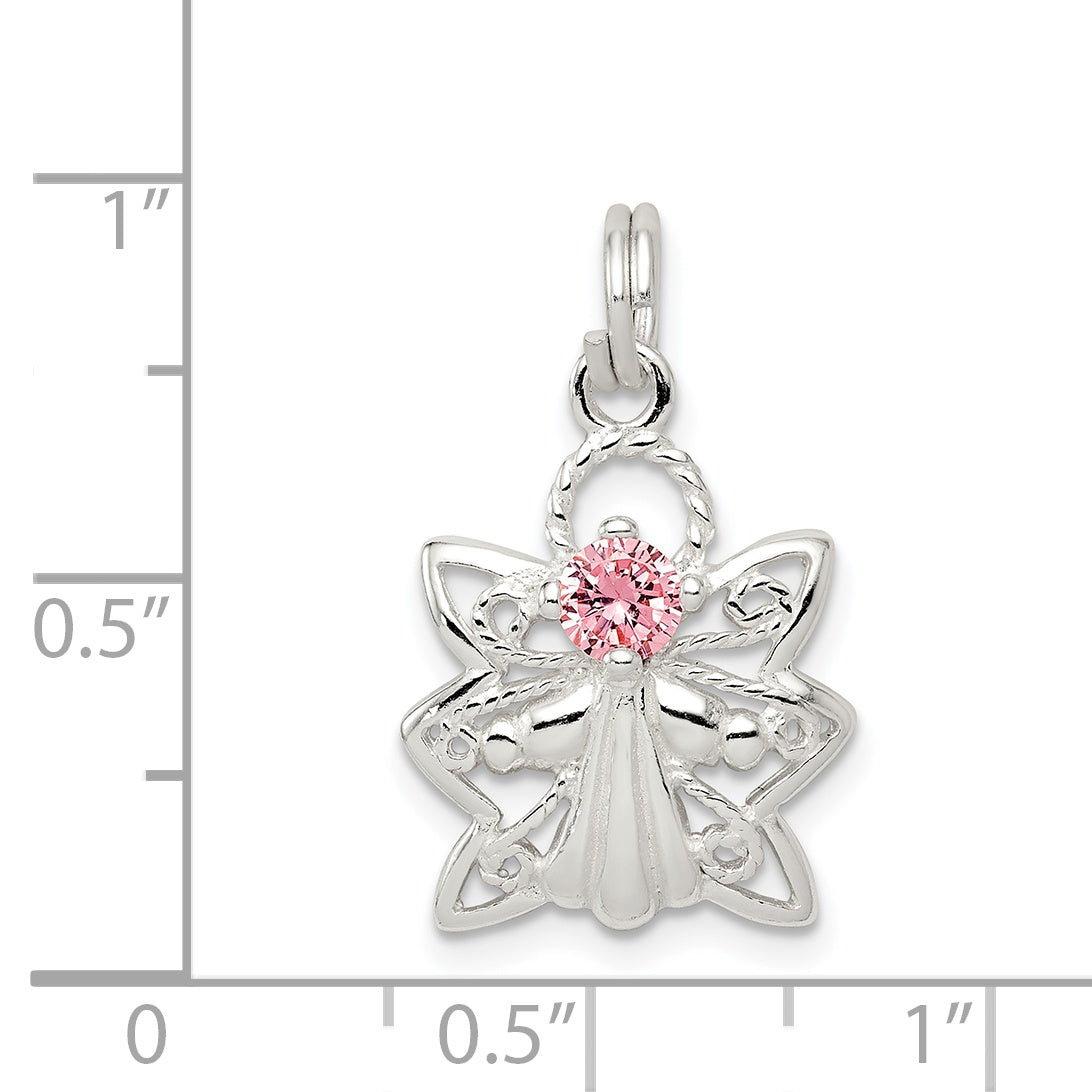 Sophia Jewelers Sterling Silver Pink CZ Angel Charm Elegant and Unique