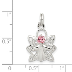 Sophia Jewelers Sterling Silver Pink CZ Angel Charm Elegant and Unique