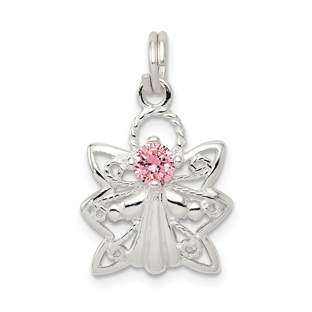 Sterling Silver Pink CZ Angel Charm