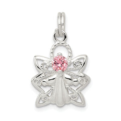 Sterling Silver Pink CZ Angel Charm