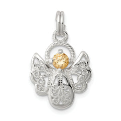 Sterling Silver Orange CZ Angel Charm