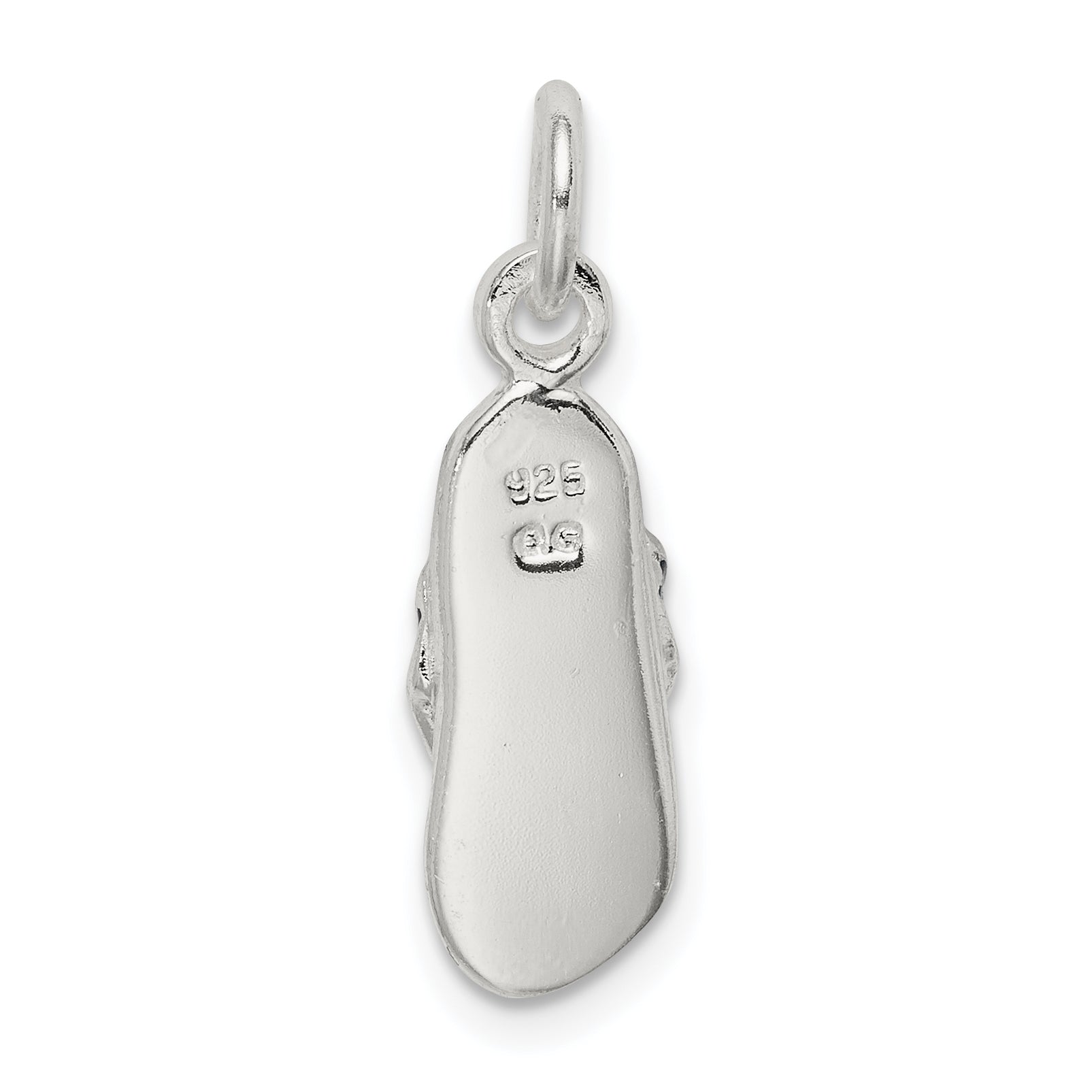 Sterling Silver 925 Flip Flop Charm with CZ and Blue Enamel