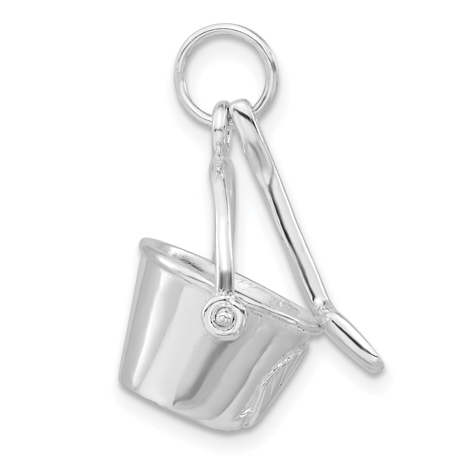 Sterling Silver 3-D Polished Shovel and Pail Charm