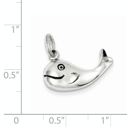 Sterling Silver 925 Whale Charm Antique Themed Elegant Pendant