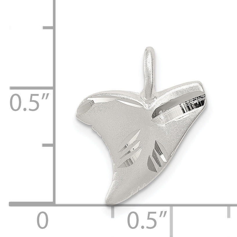 Sterling Silver Diamond Cut Shark Tooth Pendant