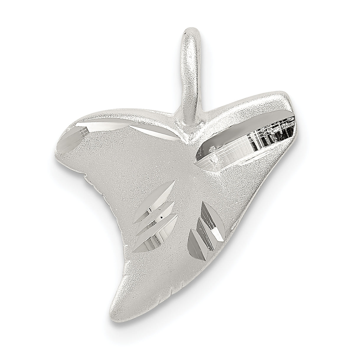 Sterling Silver Diamond Cut Shark Tooth Pendant