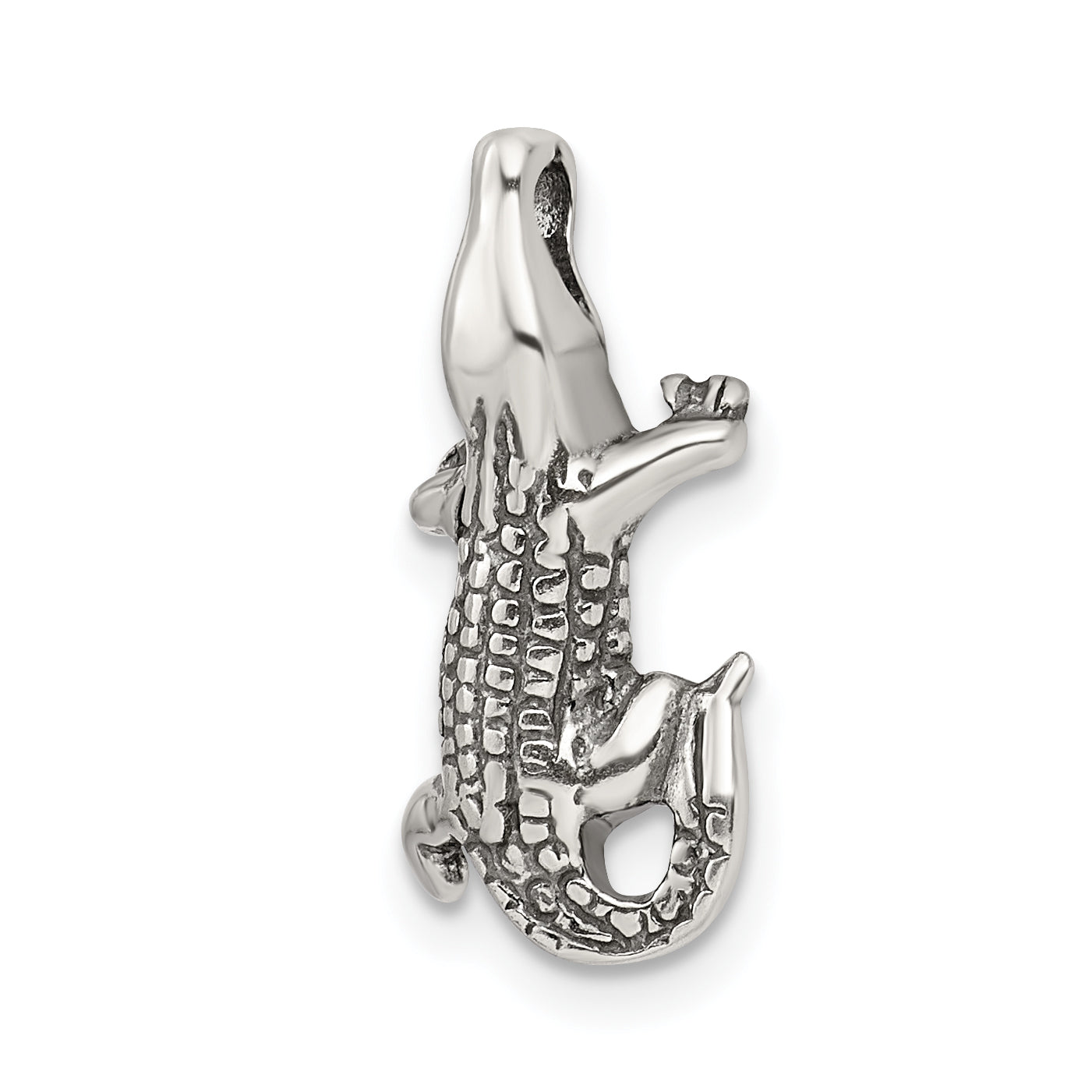 Sterling Silver Antiqued Alligator Chain Slide