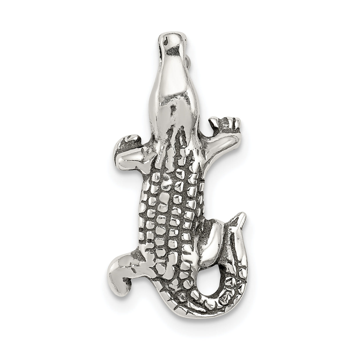 Sterling Silver Antiqued Alligator Chain Slide