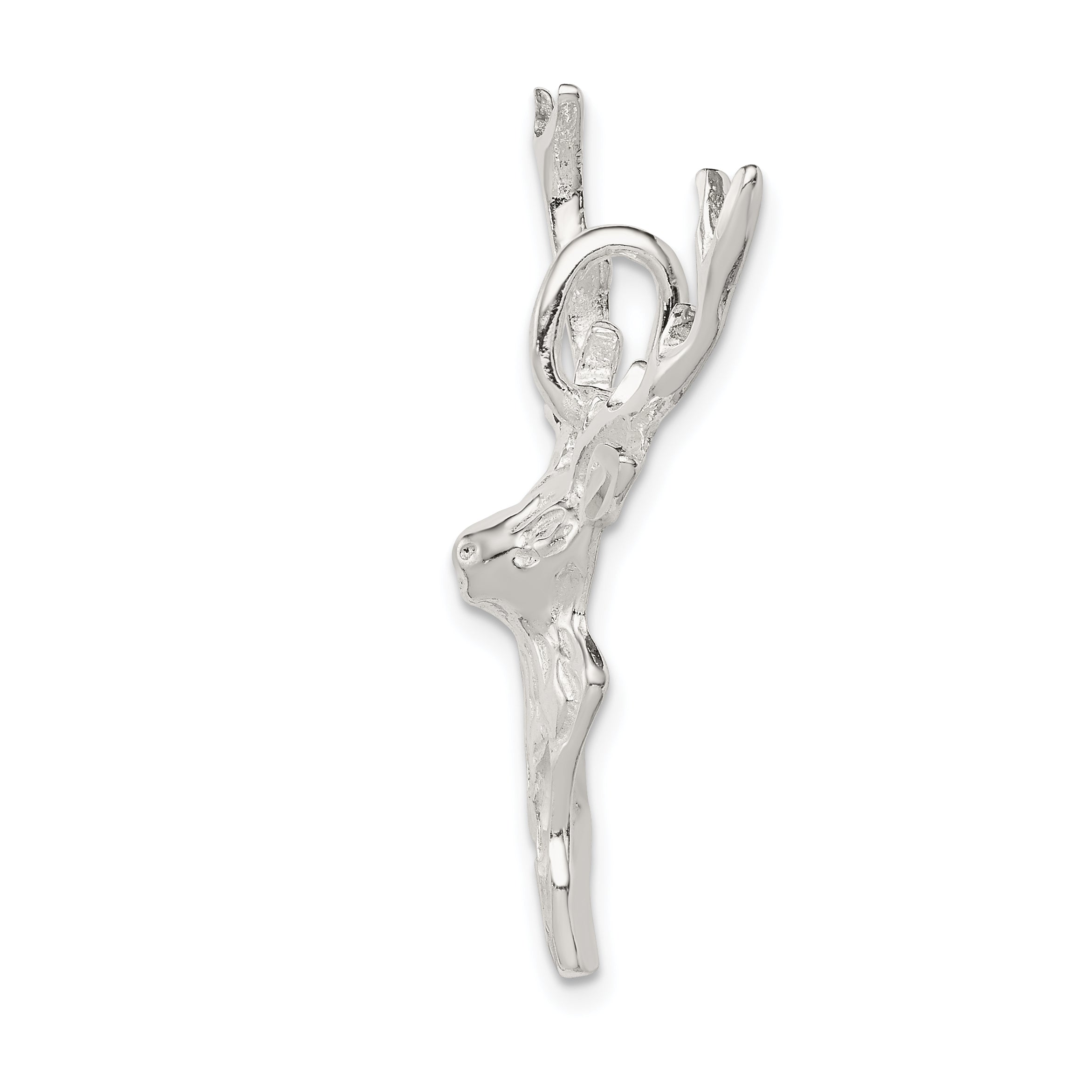 Sterling Silver Diamond Cut Deer Head Pendant