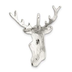 Sterling Silver Diamond Cut Deer Head Pendant