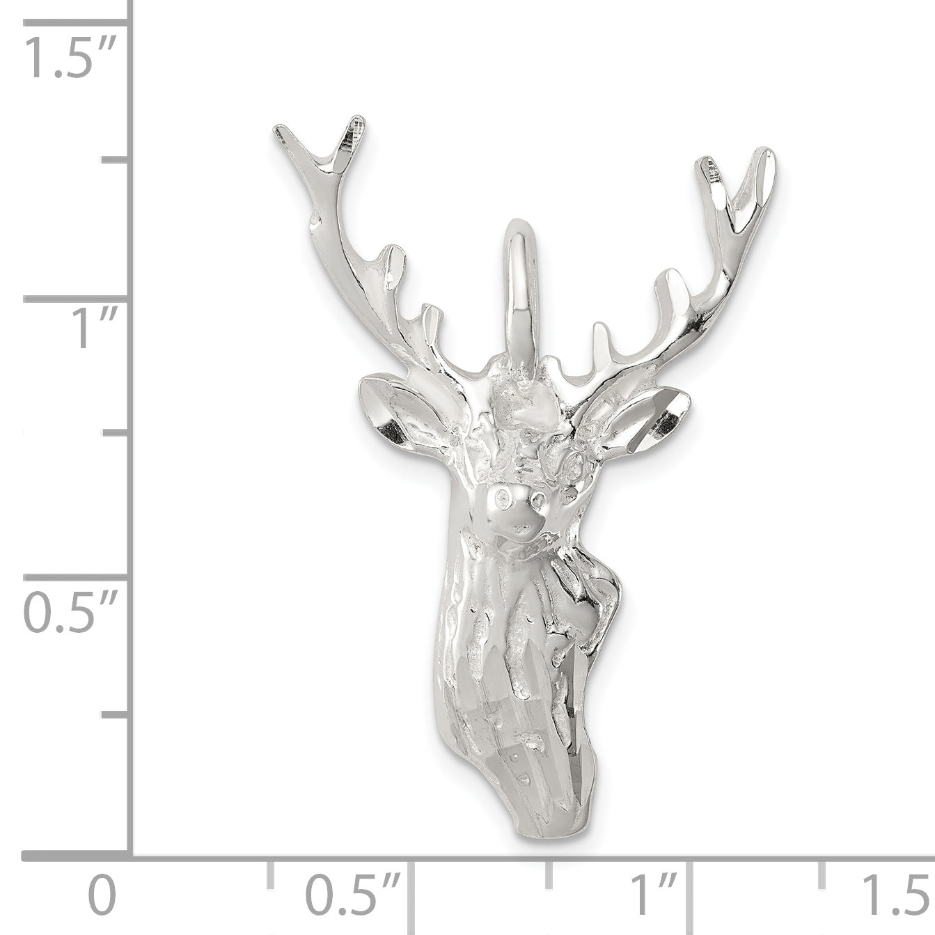 Sterling Silver Diamond Cut Deer Head Pendant