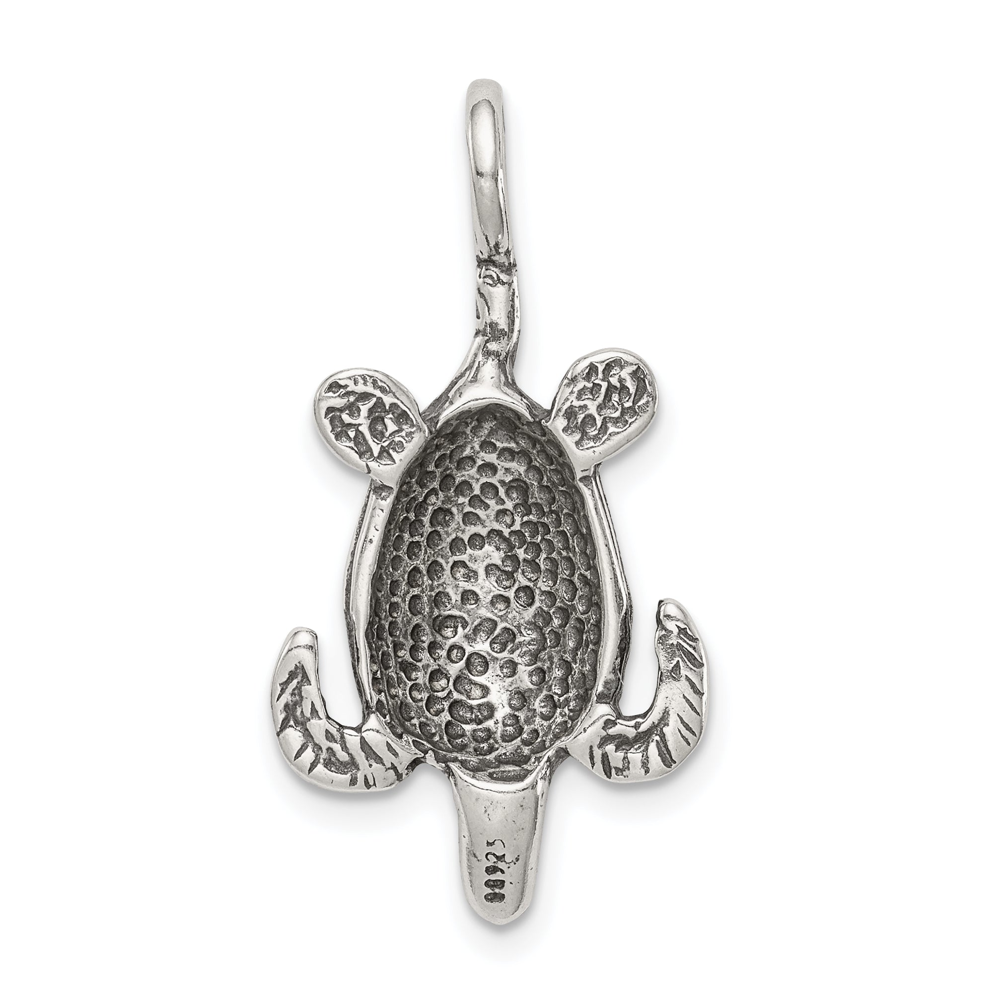 Sterling Silver Antiqued Sea Turtle Pendant