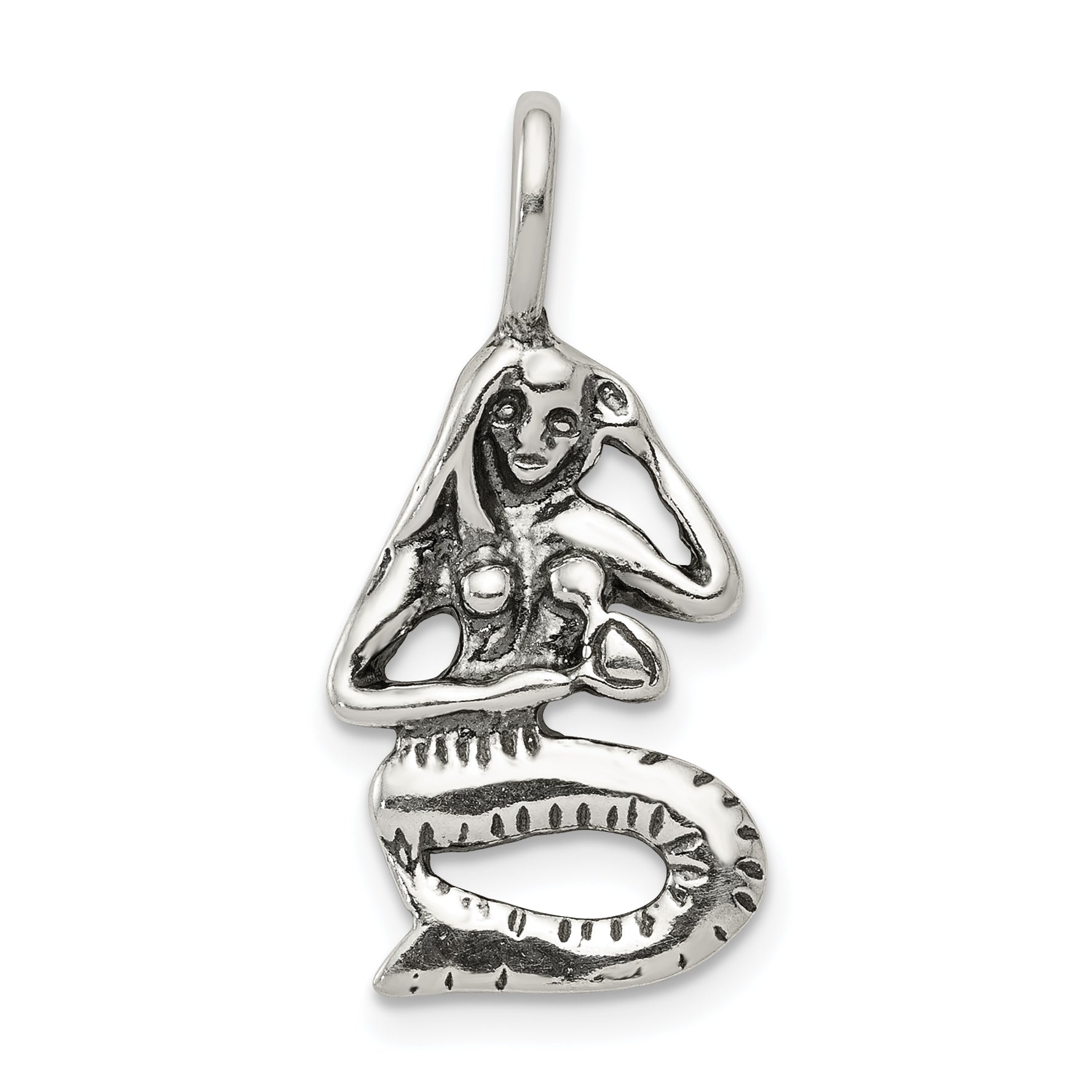 Sterling Silver Antiqued Mermaid Pendant