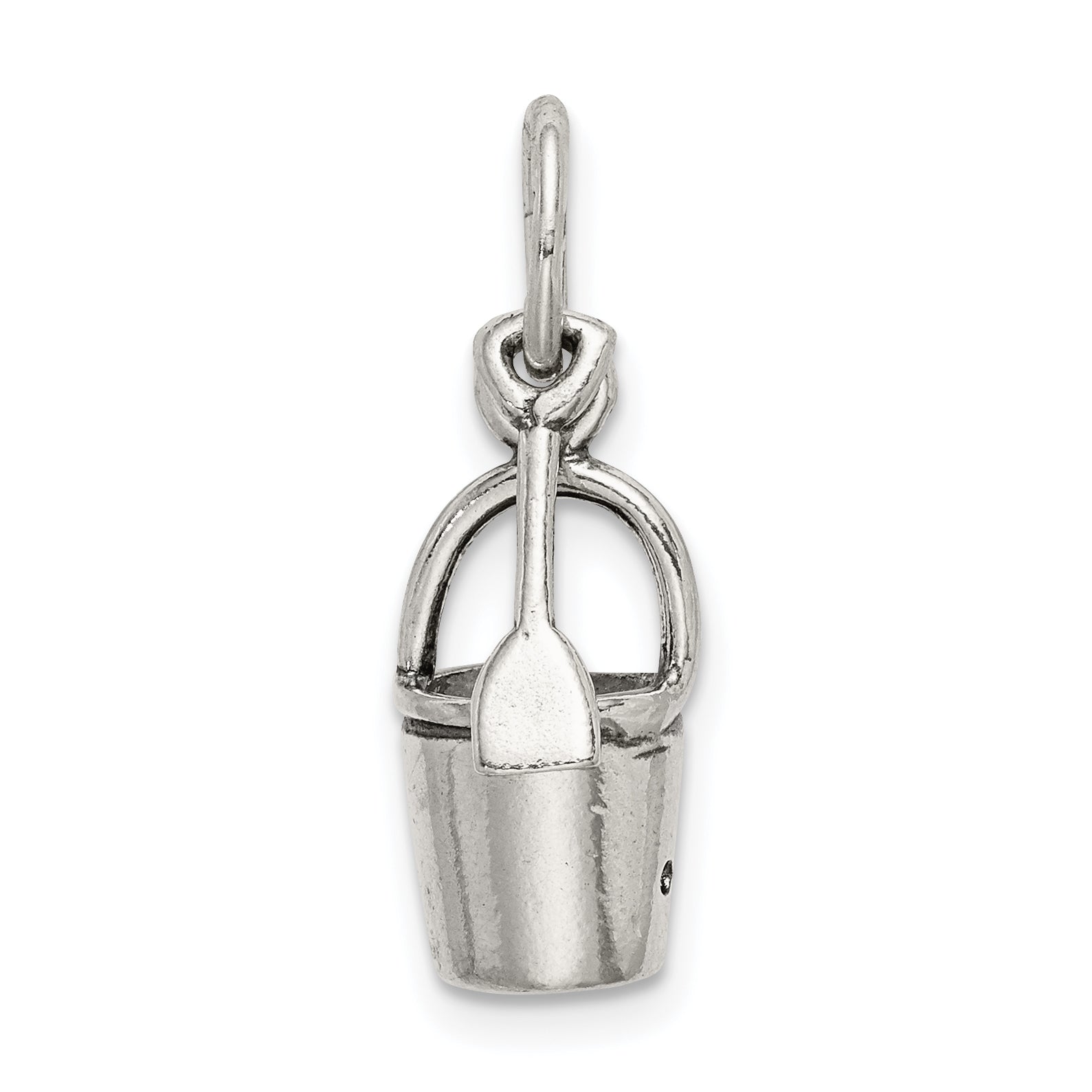 Sterling Silver Antiqued Sand Bucket and Shovel Charm