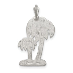 Sterling Silver 925 Palm Tree Pendant with Diamond Cut Polished Finish