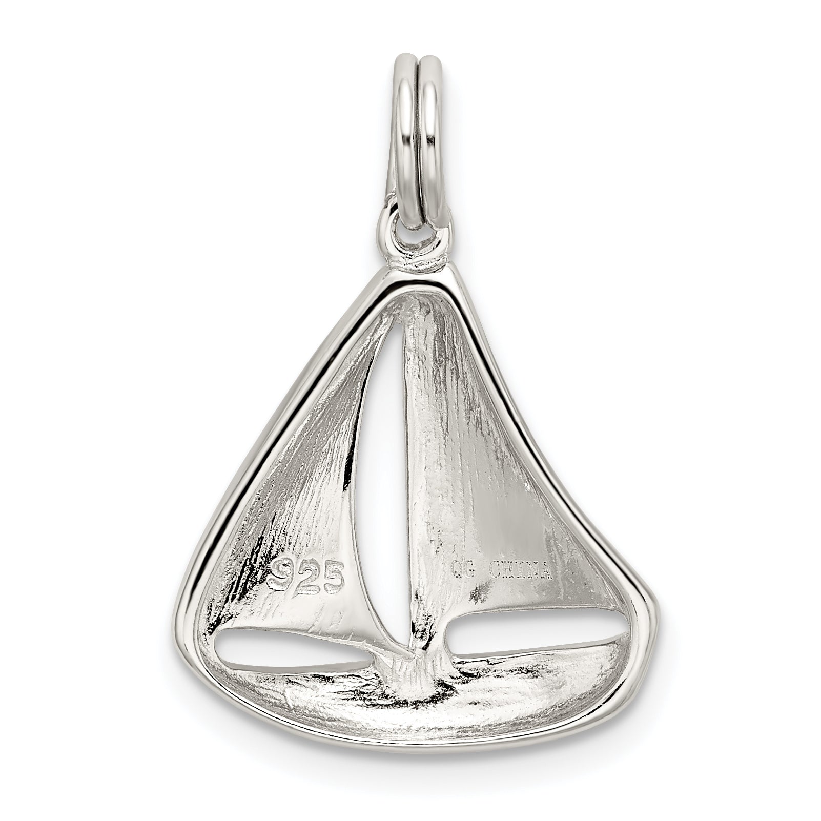 Sophia Jewelers Sterling Silver Sailboat Charm with Polished Rhodium Finish