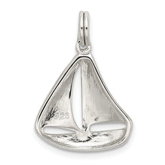 Sterling Silver Rhodium-plated Sailboat Charm