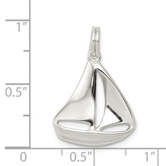 Sophia Jewelers Sterling Silver Sailboat Charm with Polished Rhodium Finish