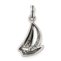 Sophia Jewelers Men's Antiqued Sterling Silver Sailboat Charm Pendant