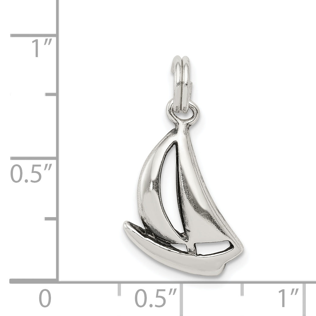 Sterling Silver Antiqued Sailboat Charm