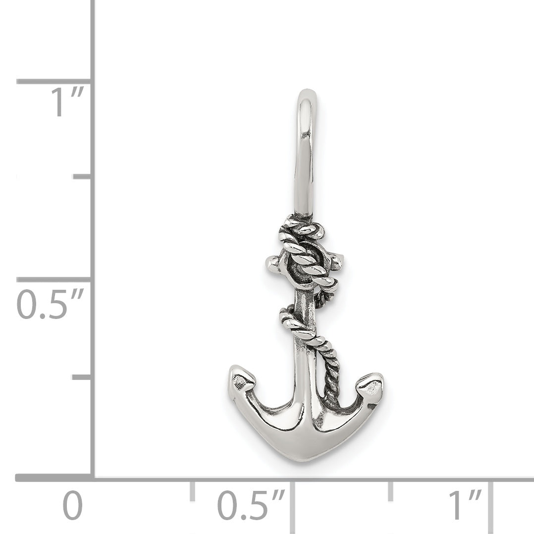 Sterling Silver 925 Anchor Rope Pendant with Antique Finish Vintage Charm