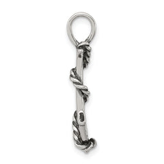 Antiqued Sterling Silver Men's Anchor and Rope Pendant by Sophia Jewelers