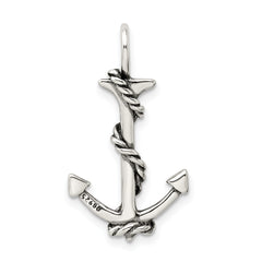 Antiqued Sterling Silver Men's Anchor and Rope Pendant by Sophia Jewelers