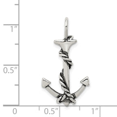 Antiqued Sterling Silver Men's Anchor and Rope Pendant by Sophia Jewelers