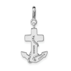 Sterling Silver 925 Anchor Charm with Blue Enamel and Crystals