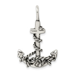 Sophia Jewelers Sterling Silver 925 Men's Antiqued Anchor Pendant