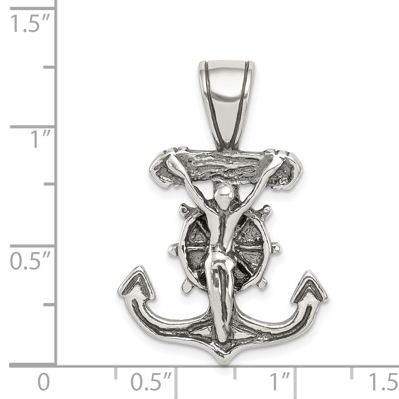 Sterling Silver Antiqued Mariner's Crucifix Pendant