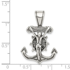 Sterling Silver Antiqued Mariner's Crucifix Pendant