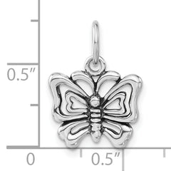 Sterling Silver Polished & Antiqued Butterfly Charm