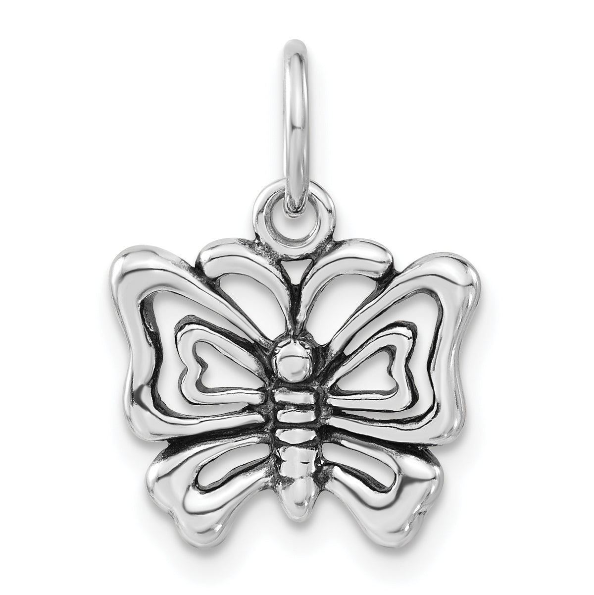 Sterling Silver Polished & Antiqued Butterfly Charm