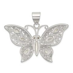 Sterling Silver Filigree Fancy Mother of Pearl Butterfly Pendant