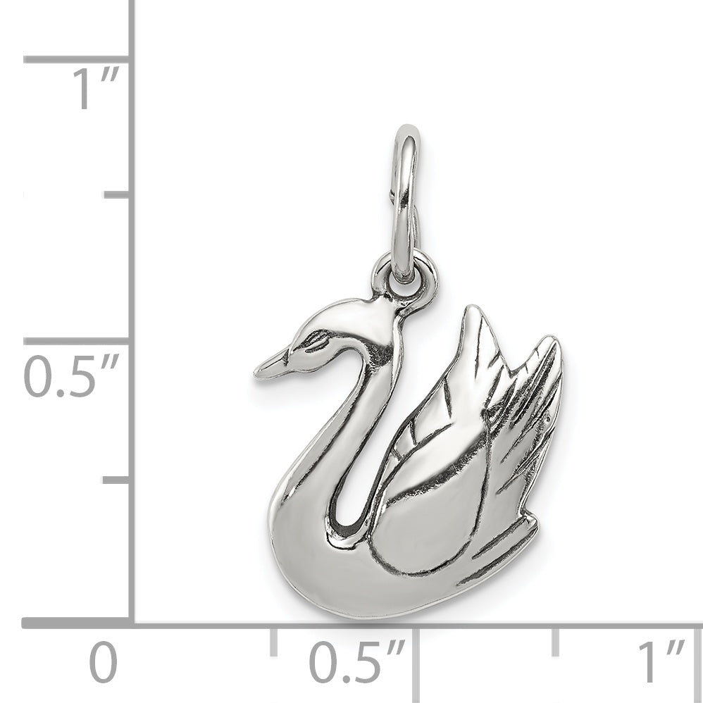 Sterling Silver 925 Swan Charm Pendant - Elegant Vintage Design