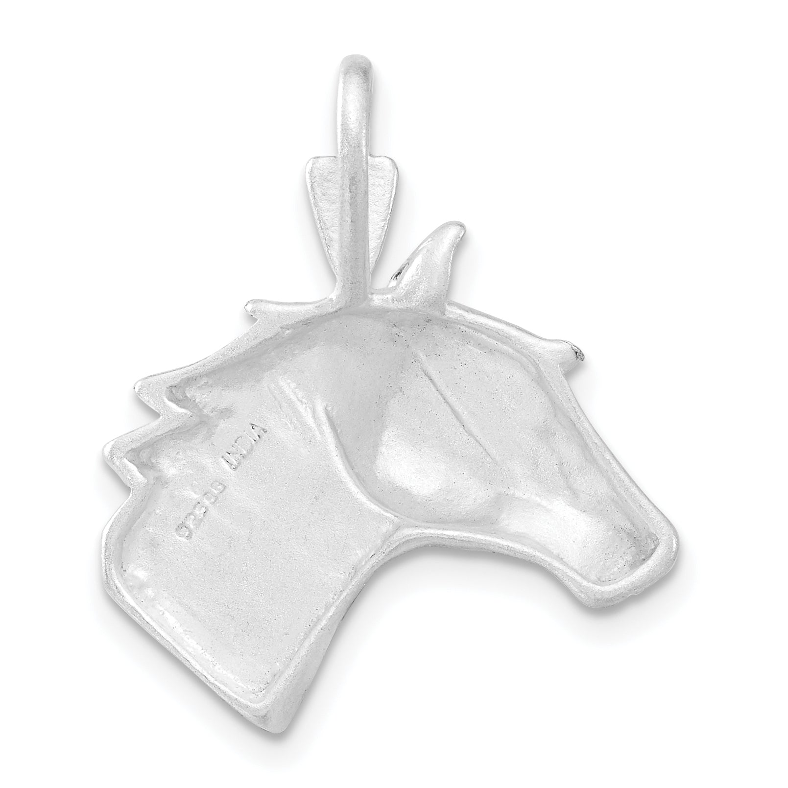 Sterling Silver Horse Head Pendant with Satin Finish Unisex Design