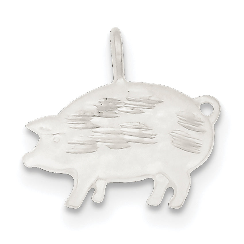 Sterling Silver Diamond Cut Pig Pendant