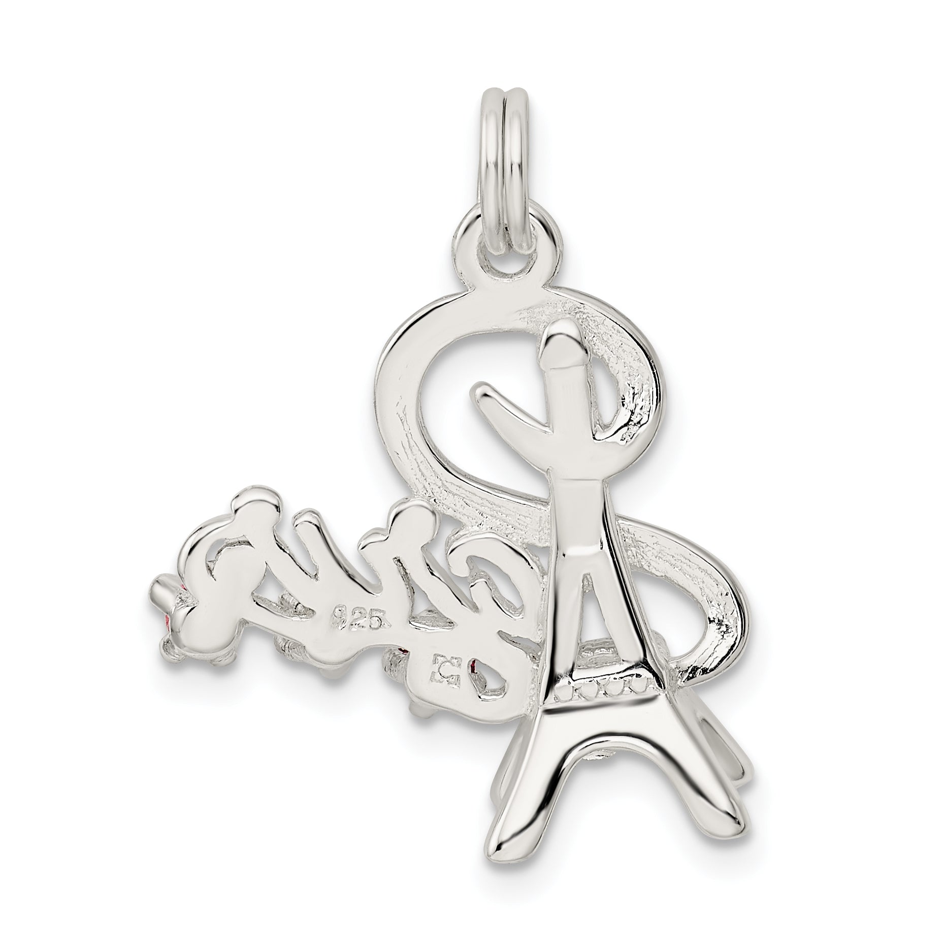 Sterling Silver 925 Paris Charm with Multi-color Crystals