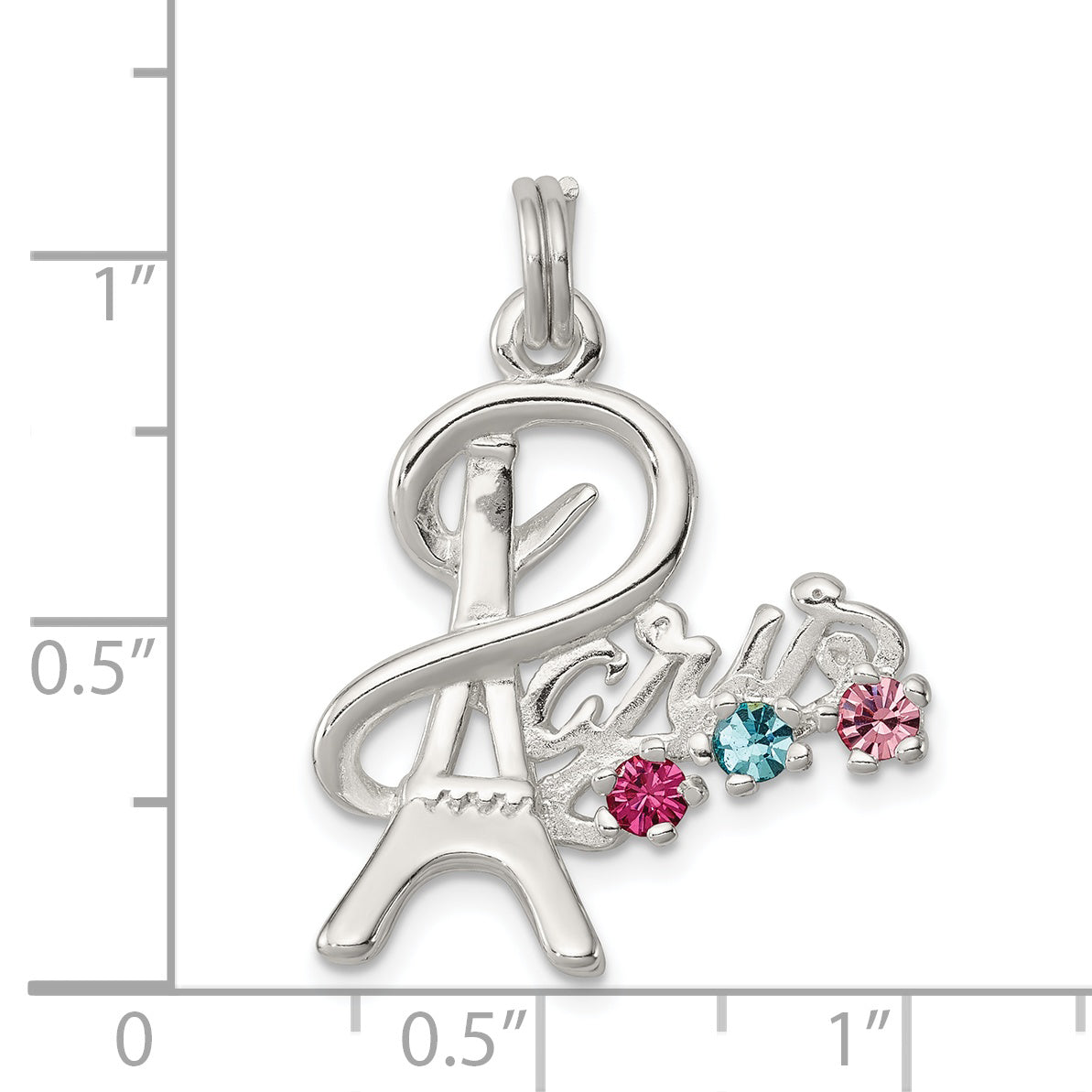 Sterling Silver 925 Paris Charm with Multi-color Crystals