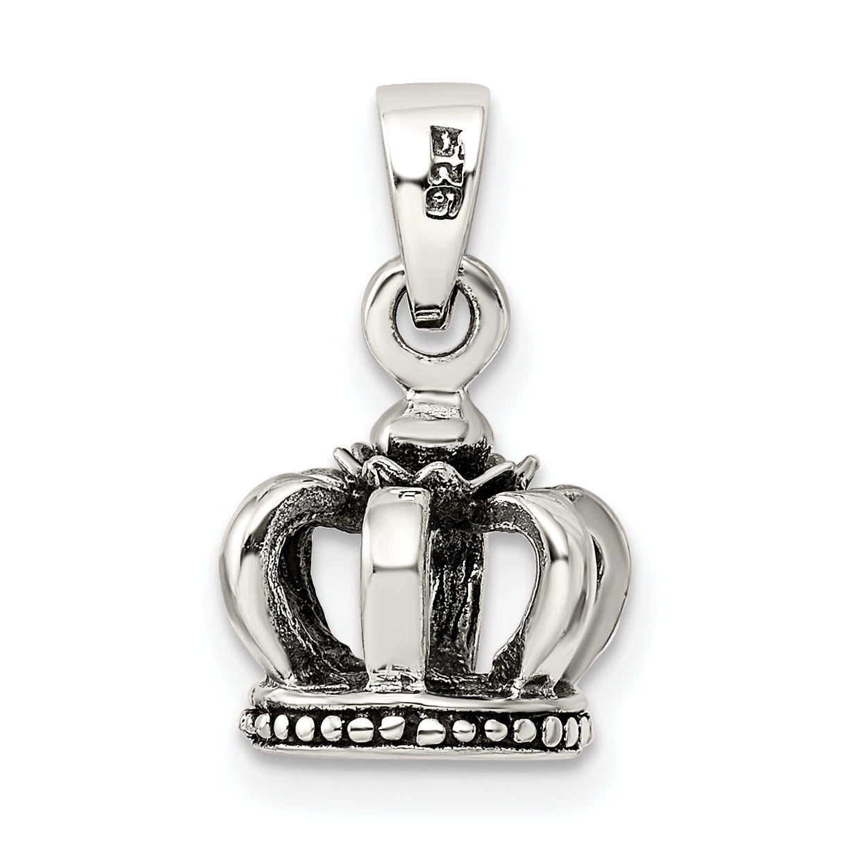 Sterling Silver Antiqued Crown Pendant